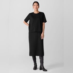 Eileen Fisher Black Ponte Midi Skirt NWT